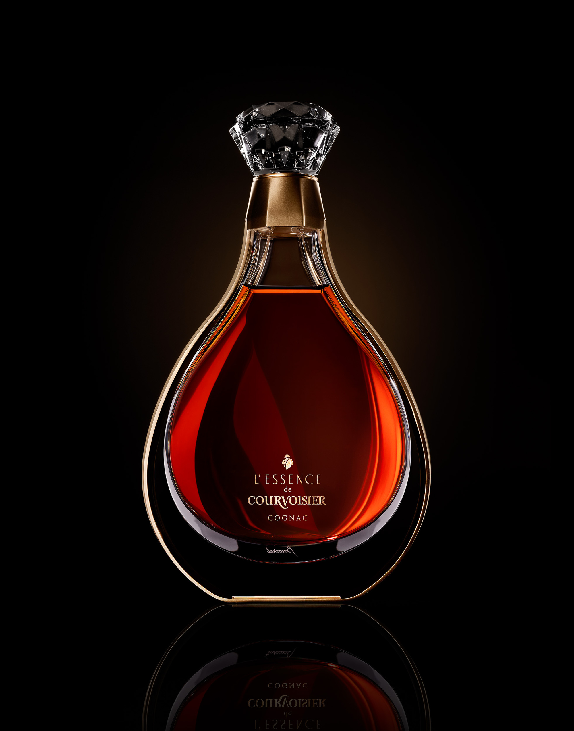 Courvoisier Essence bottle photography. Beverage and liquid product & advertising photography by Timothy Hogan Studio in Los Angeles