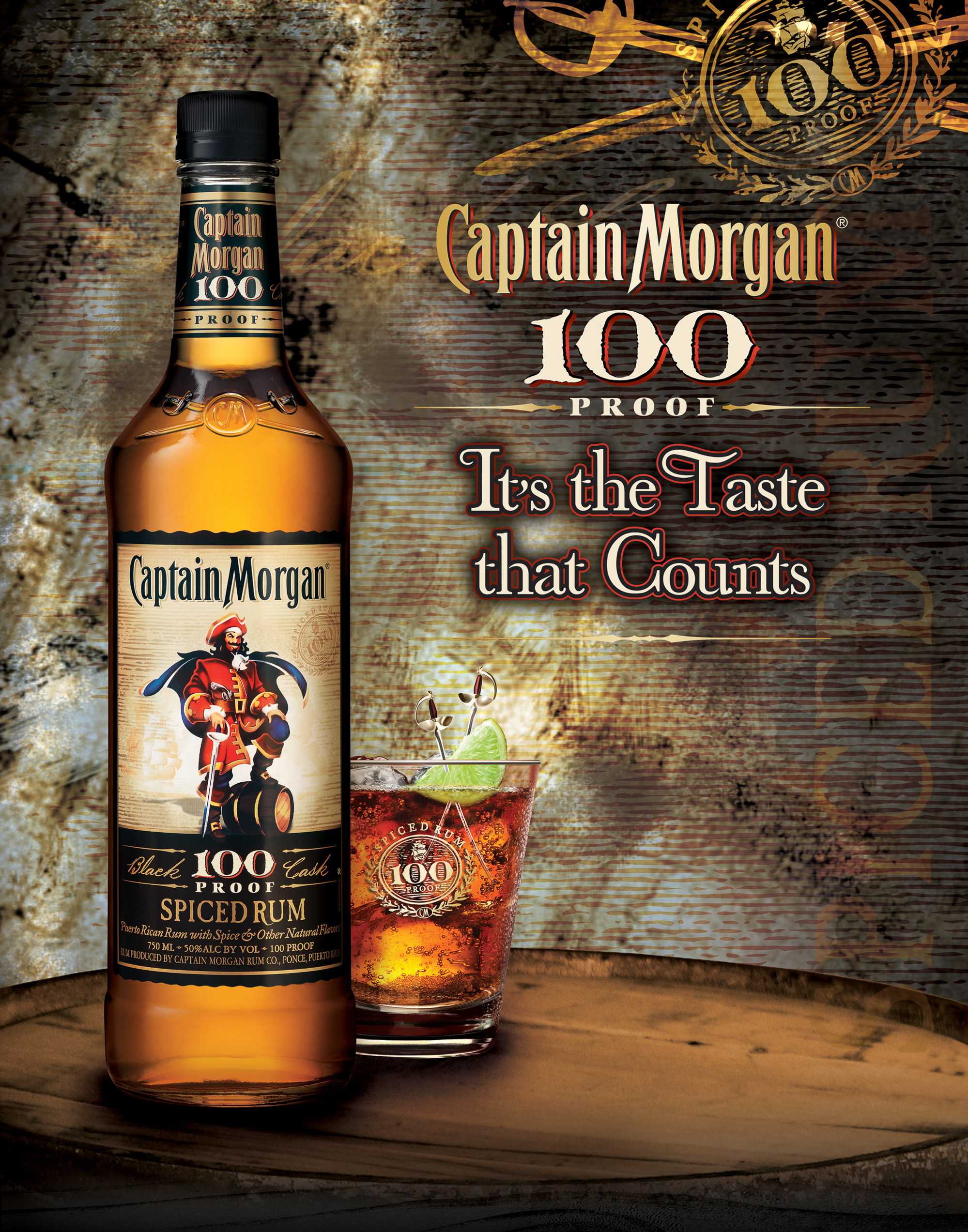 Captain Morgan Spiced Rum tear sheet. Beverage and liquor product and advertising photography by Timothy Hogan in Los Angeles