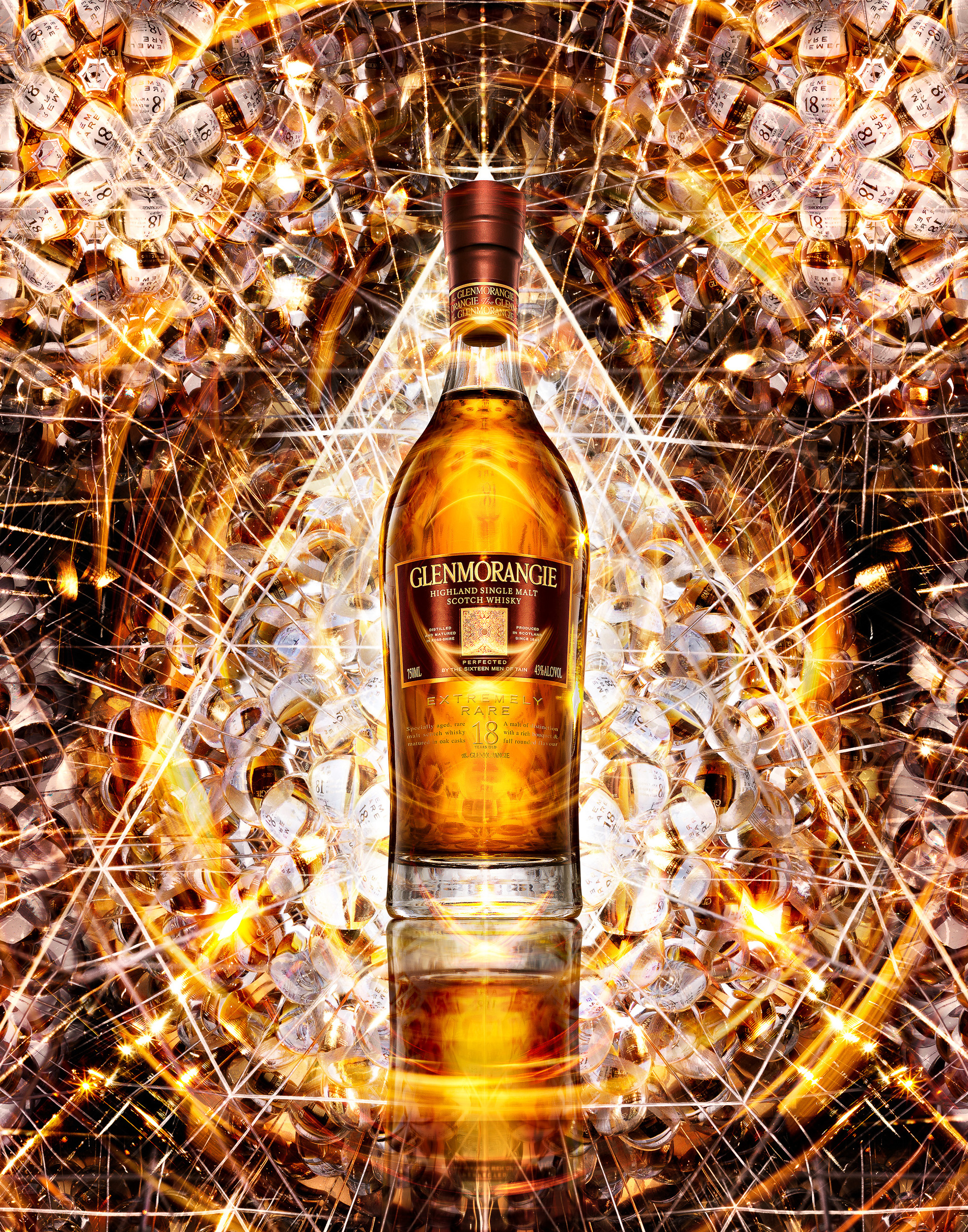 Glenmorangie Single malt whisky bottle product and advertising photography by Timothy Hogan in Los Angeles