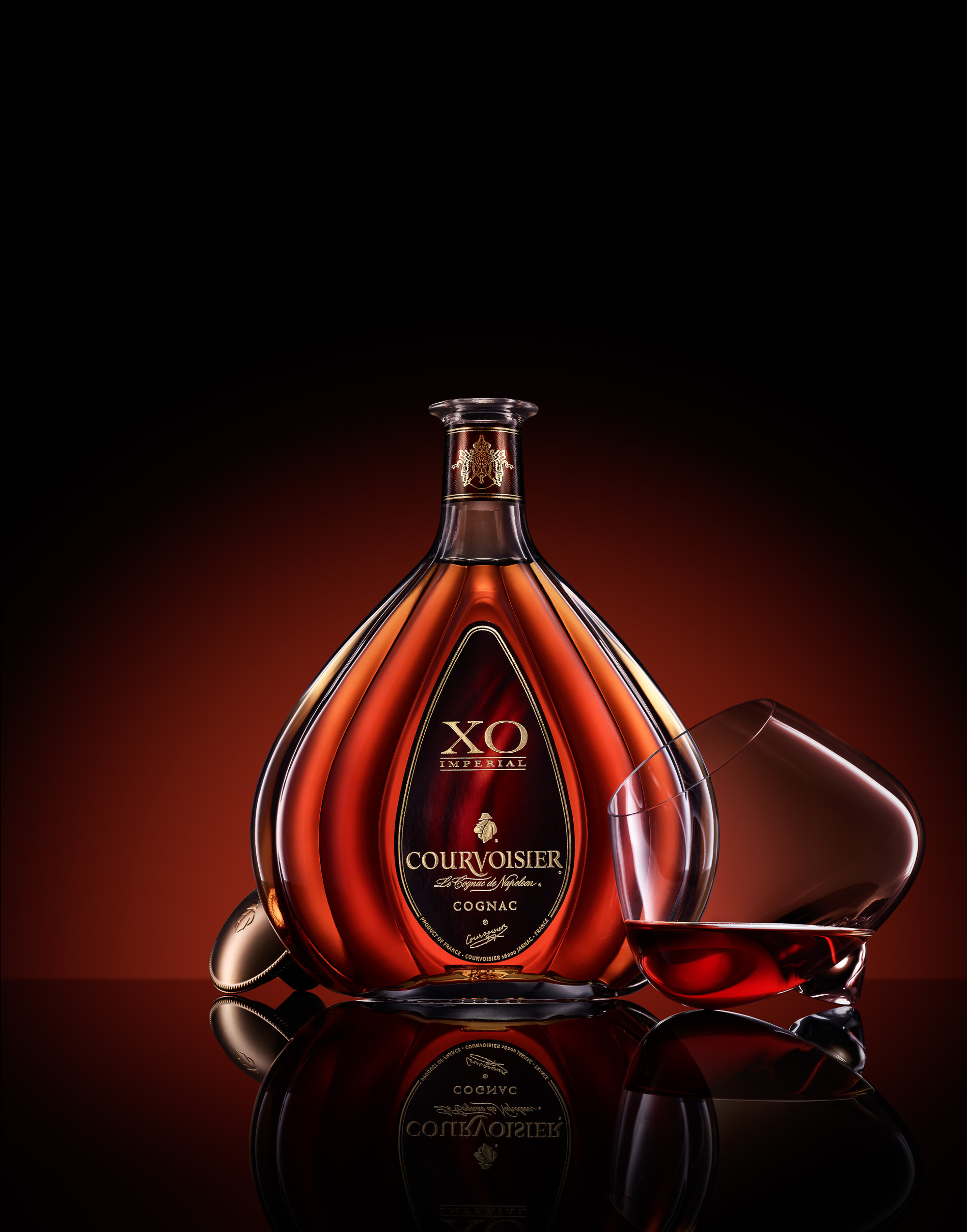 Courvoisier XO bottle photography. Beverage and liquid product & advertising photography by Timothy Hogan Studio in Los Angeles