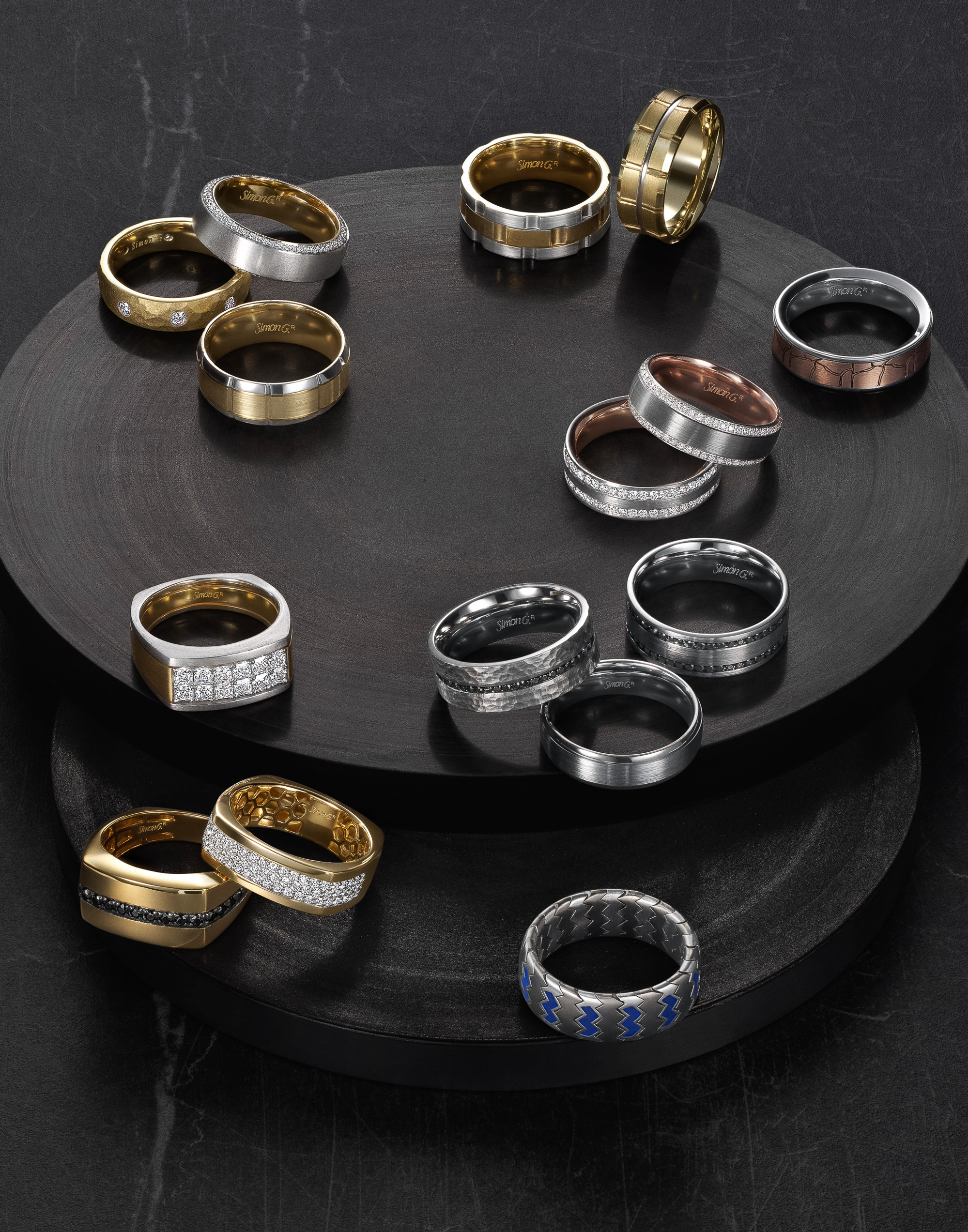 Simon G Men Jewelry photography by commercial product & advertising photographer Timothy Hogan in the Los Angeles studio