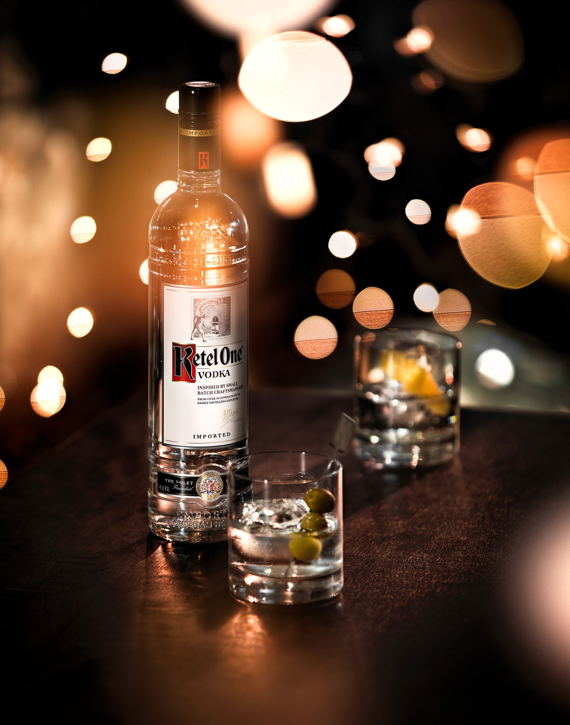 Ketel One Vodka bottle and cocktail by photographer Timothy Hogan, shot in Los Angeles