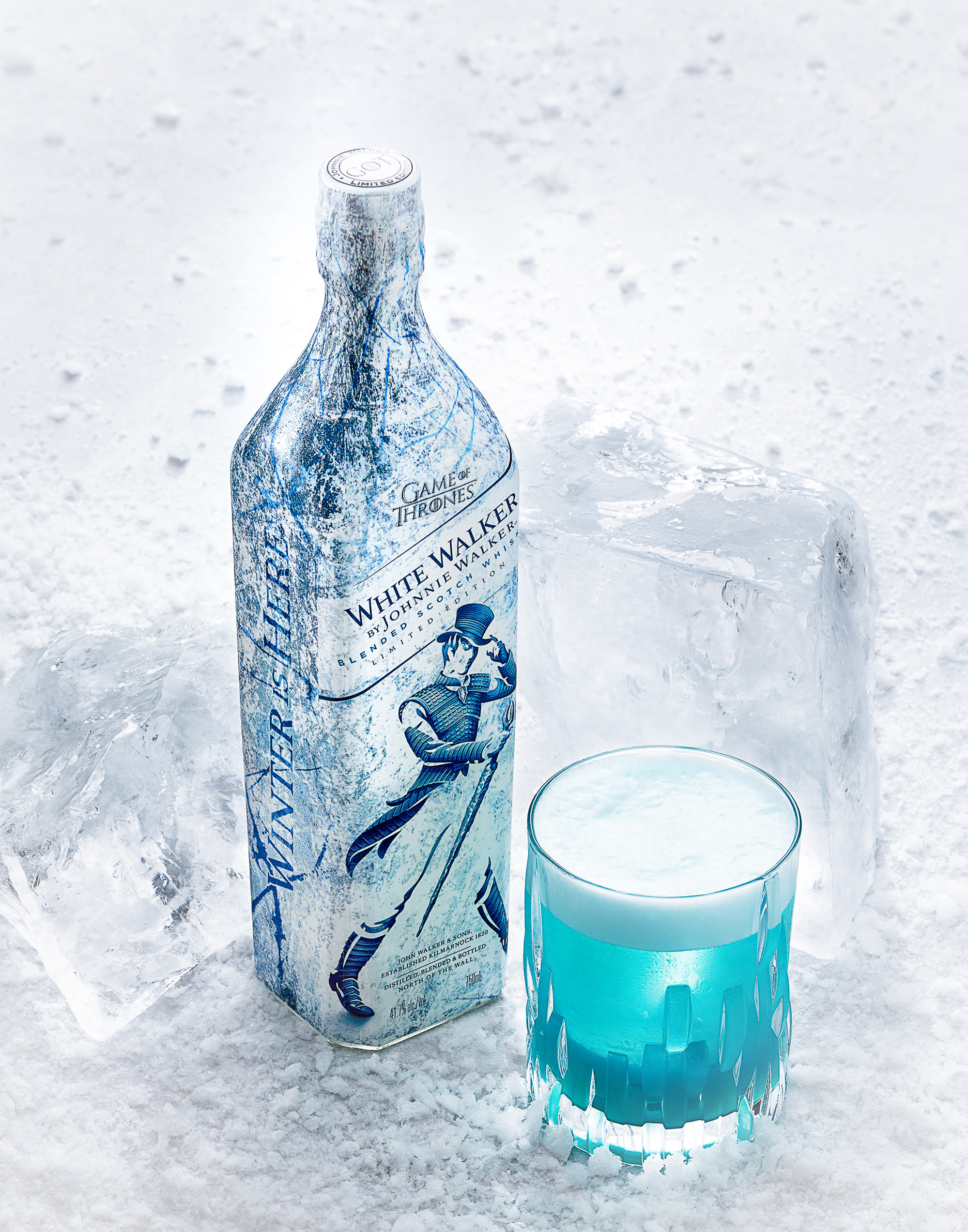 Johnnie Walker White Walker bottle and cocktail by beverage photographer Timothy Hogan. 

Beverages and alcohol product & advertising photography by Timothy Hogan Studio in Los Angeles