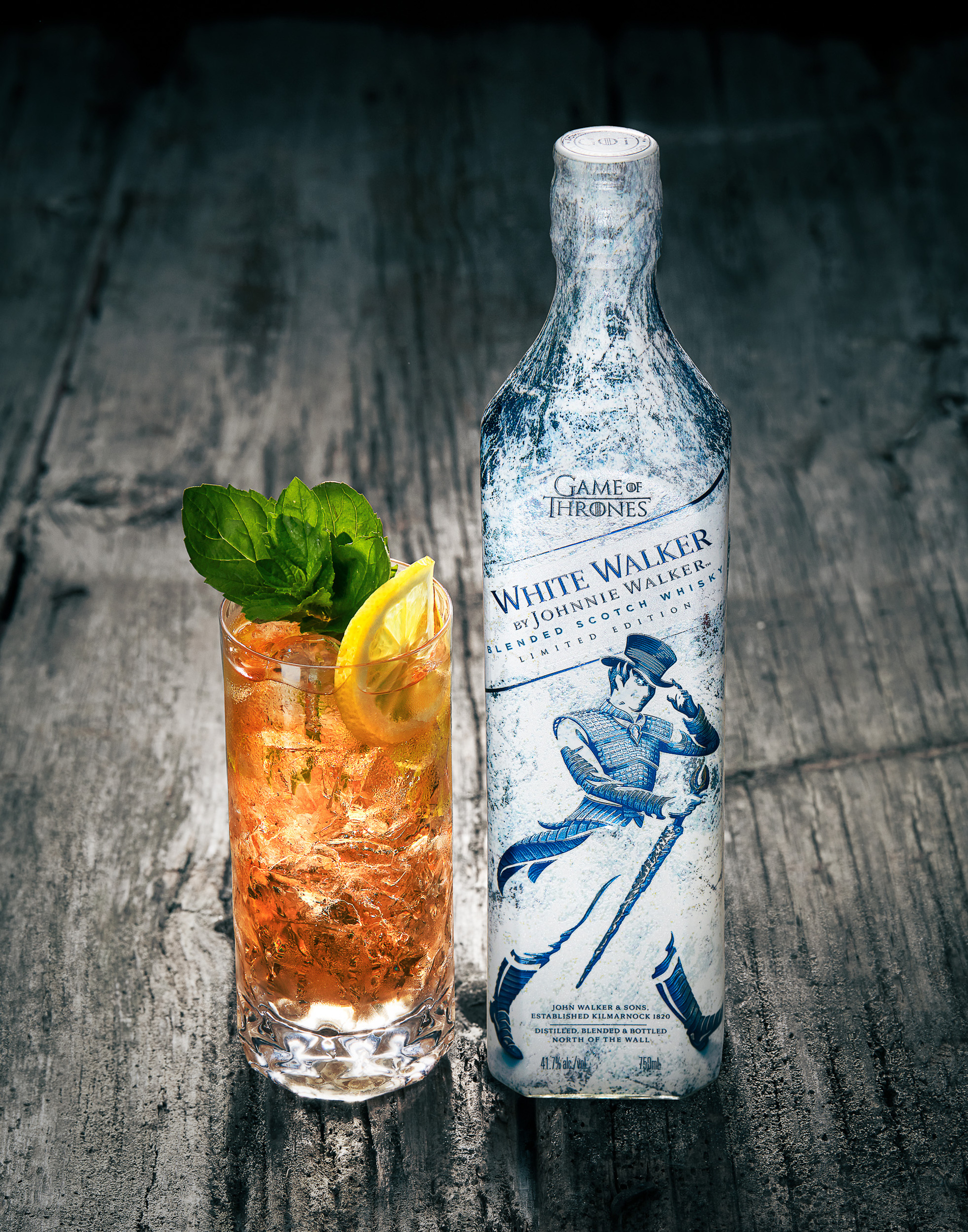 Johnnie Walker White Walker bottle and cocktail by beverage photographer Timothy Hogan. 

Beverages and alcohol product & advertising photography by Timothy Hogan Studio in Los Angeles
