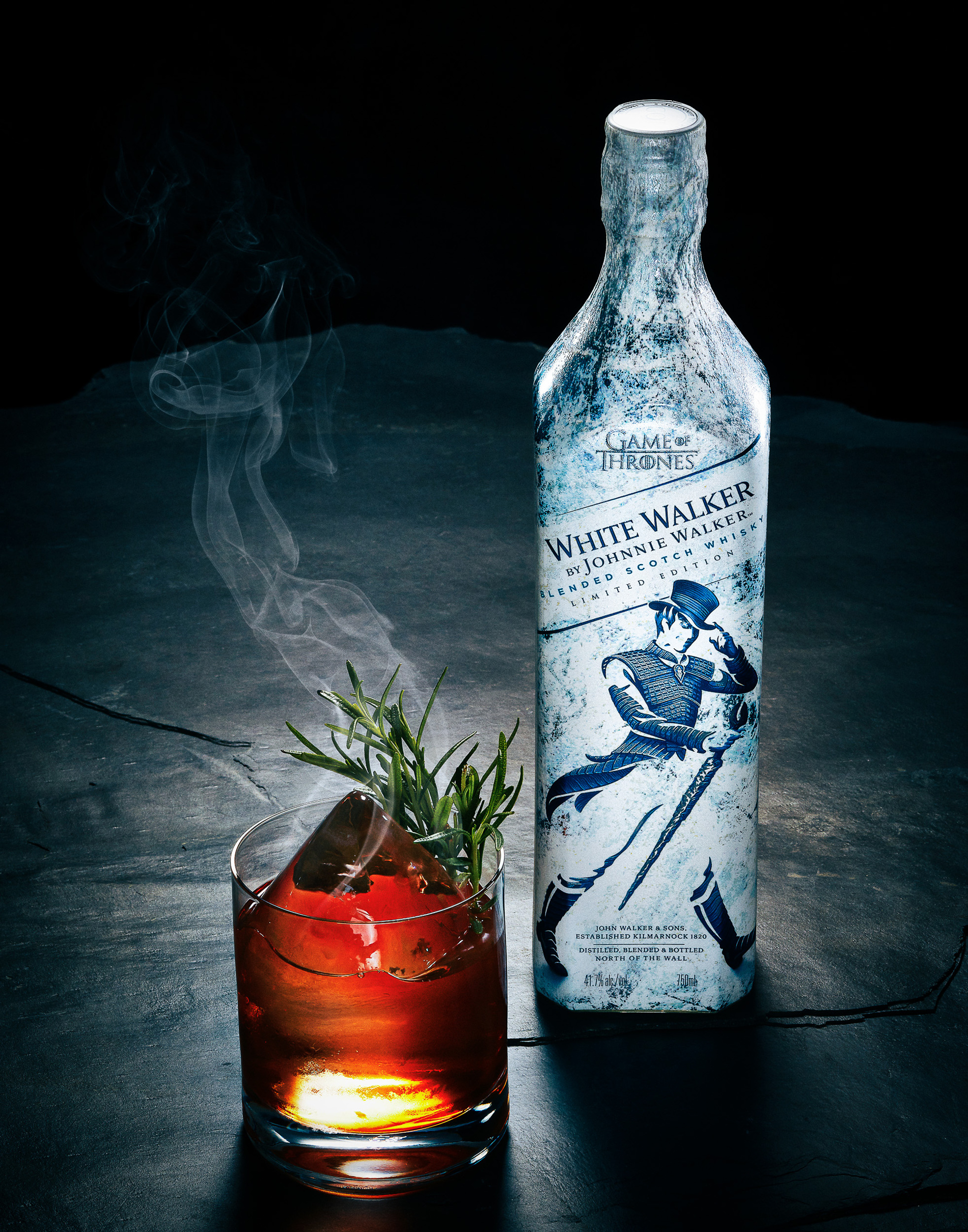 Johnnie Walker White Walker bottle and cocktail by beverage photographer Timothy Hogan. 

Beverages and alcohol product & advertising photography by Timothy Hogan Studio in Los Angeles