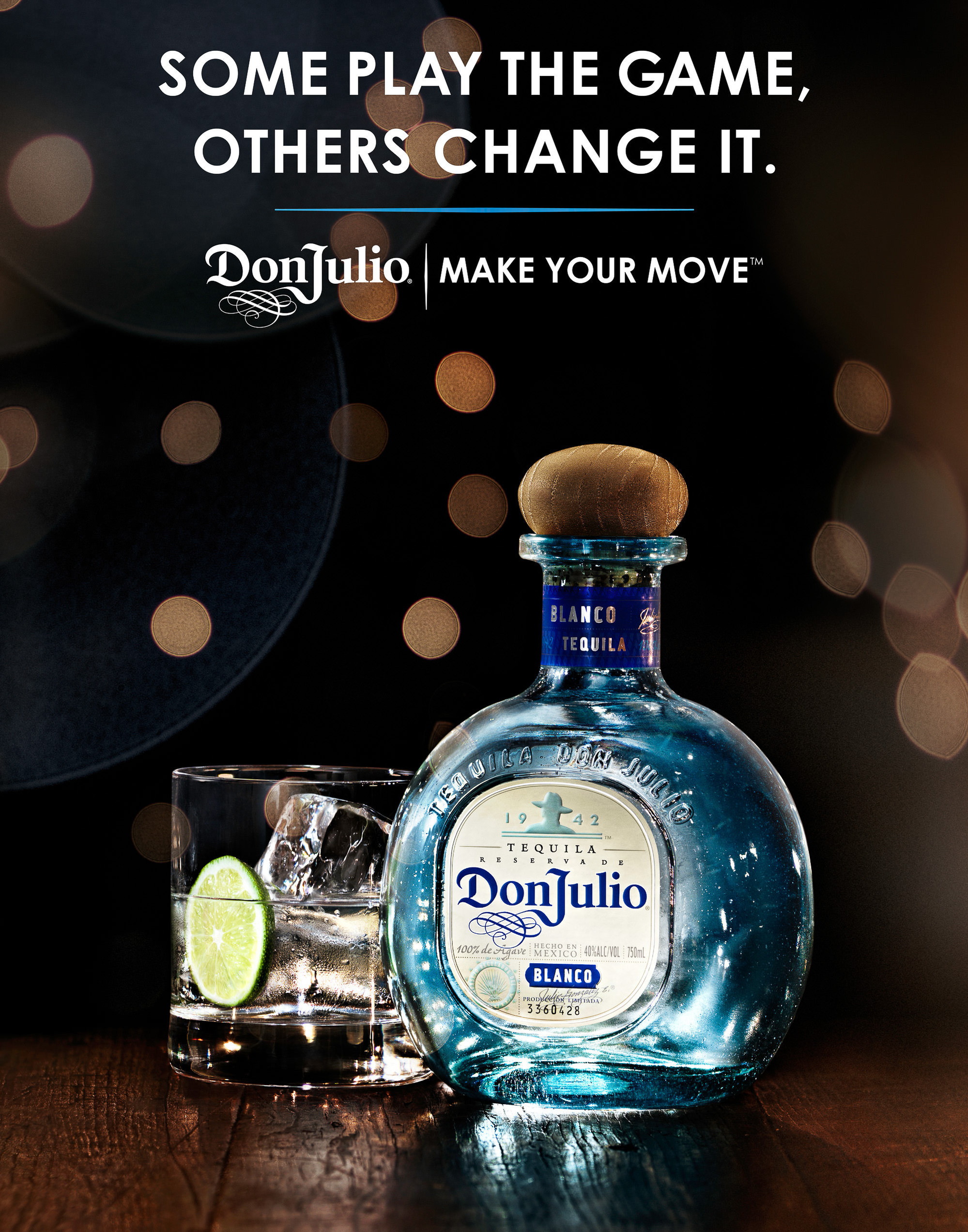 Don Julio Tequila Blanco beverage campaign Photography by commercial, product & advertising photographer Timothy Hogan in studio Los Angeles