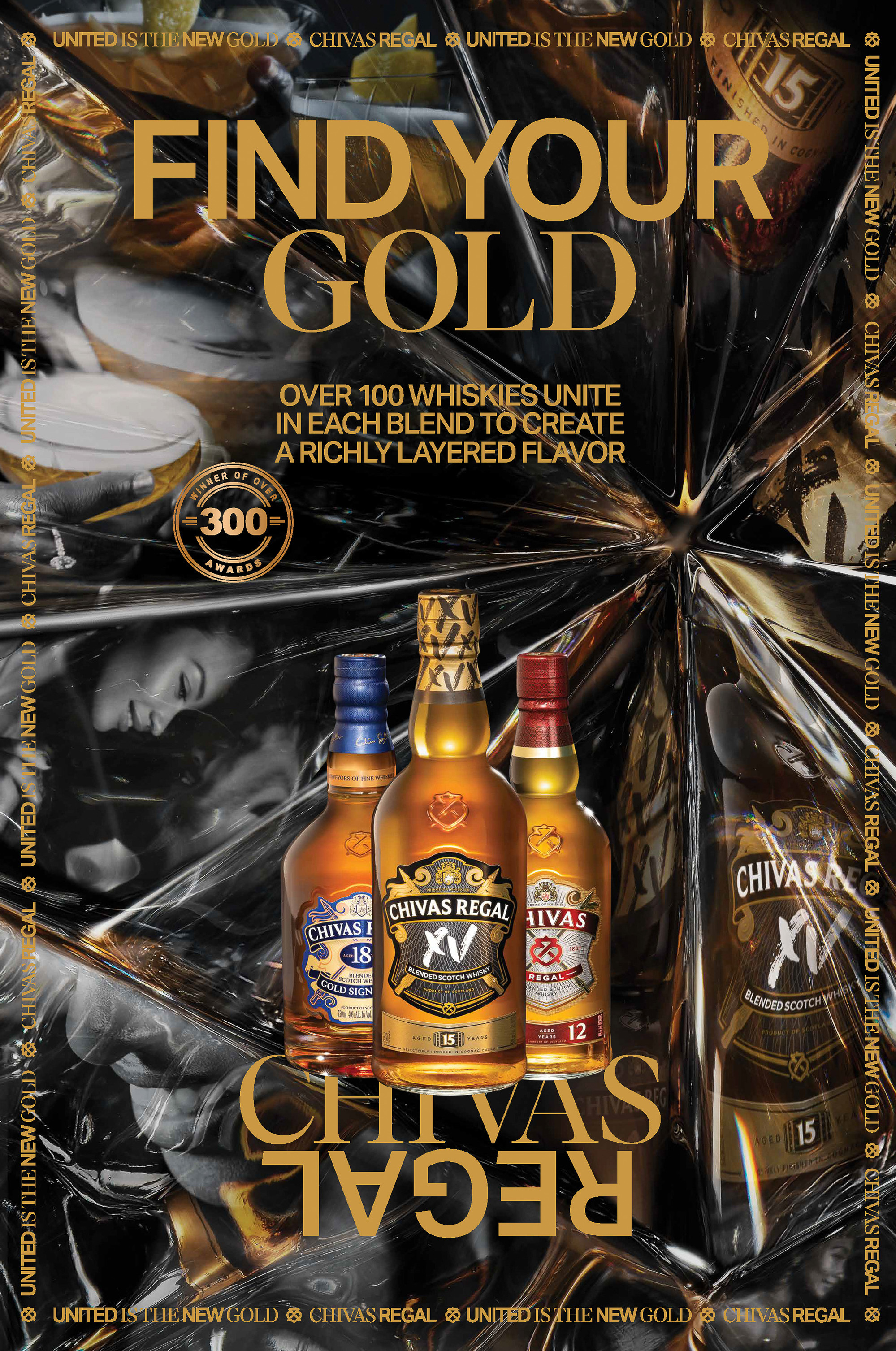 Commercial still life photography and product photography for beverage advertising campaigns by still life photographer, product photographer and commercial photographer Timothy Hogan in Los Angeles for Chivas Regal