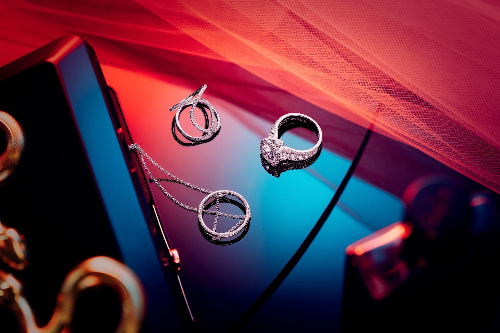 Commercial jewelry photography for advertising campaigns by product photographer and commercial video director Timothy Hogan in Los Angeles