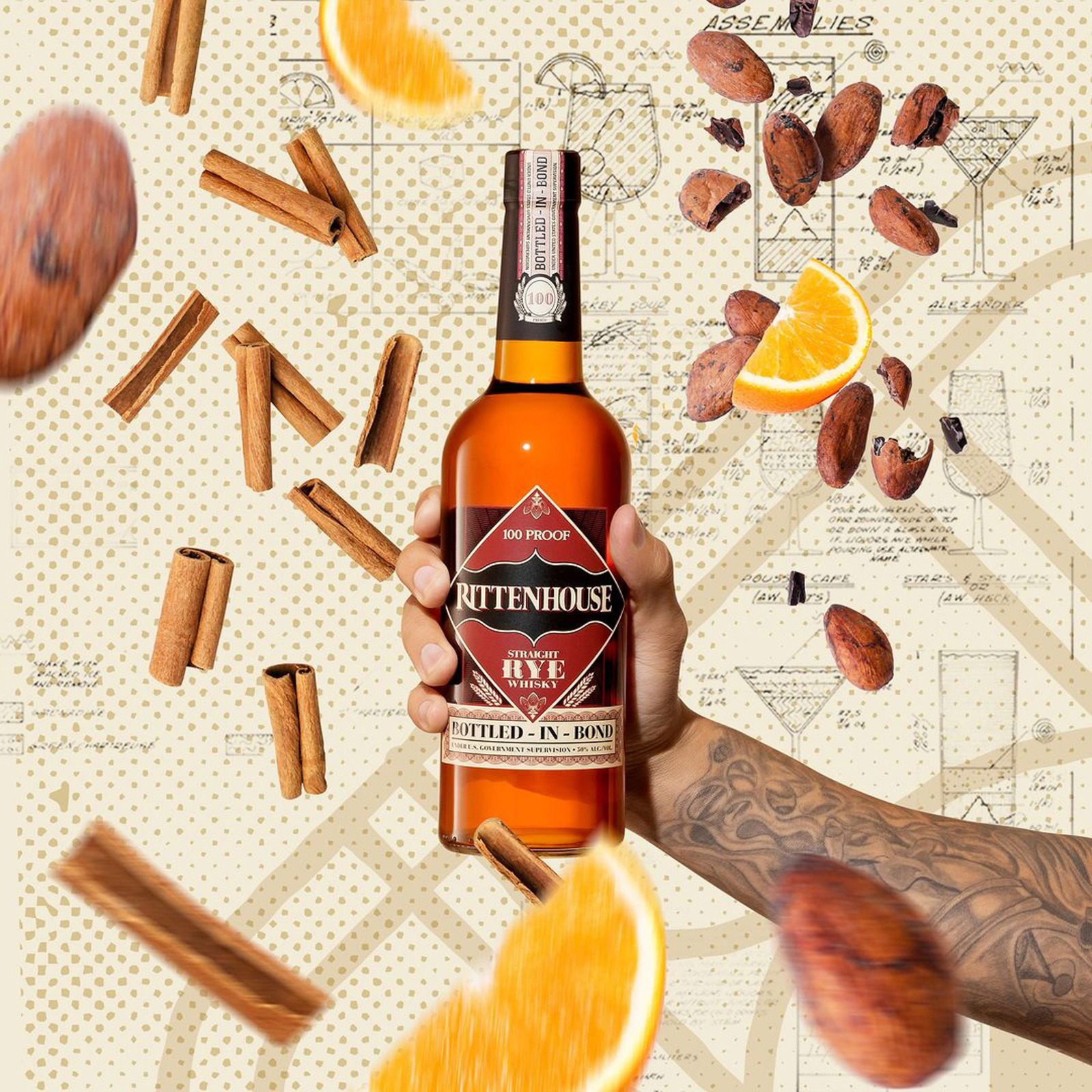Advertising campaign product photography for Rittenhouse Rye whisky by commercial beverage photographer, advertising photographer and still life photographer Timothy Hogan in Los Angeles.