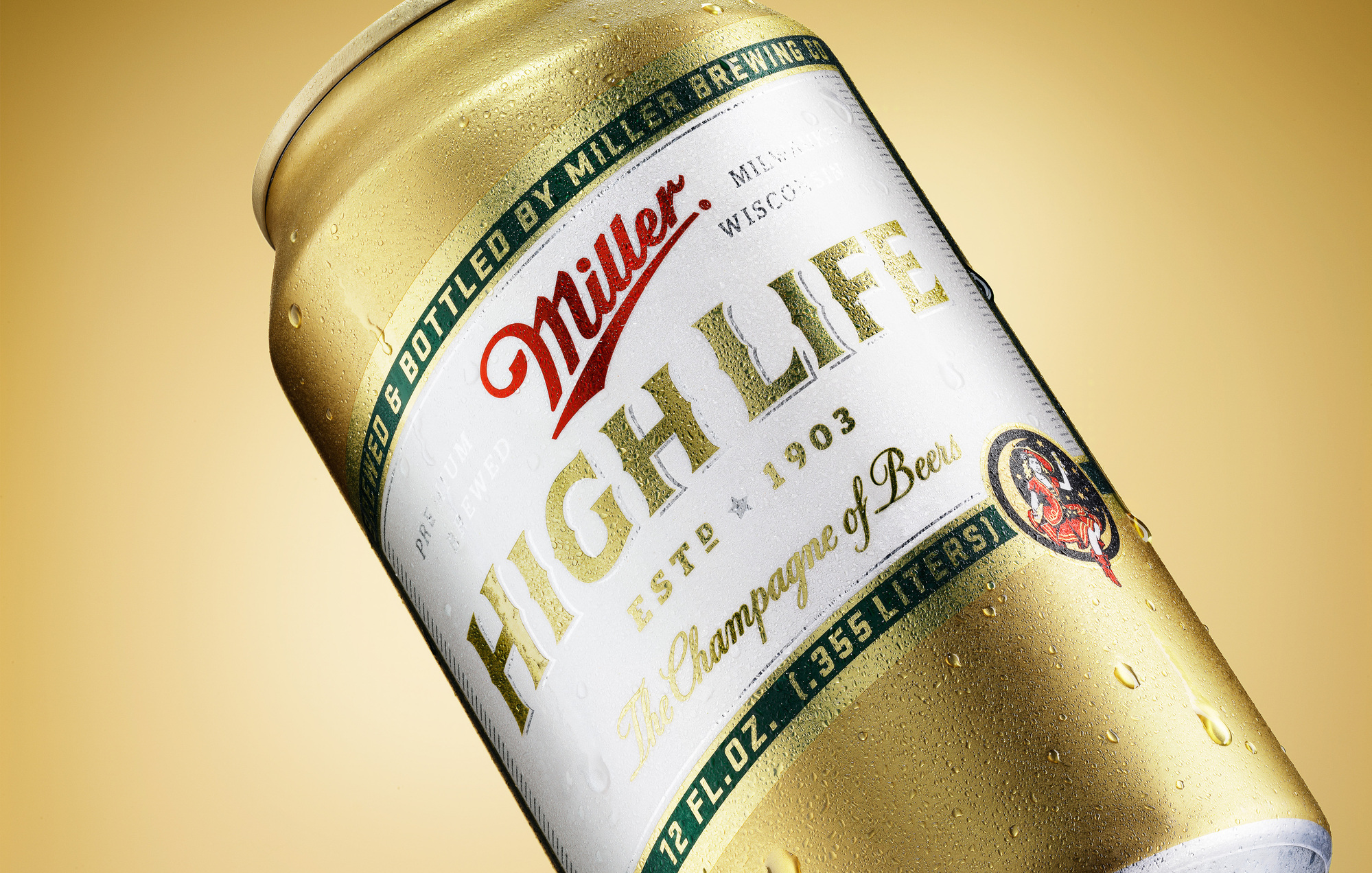 Miller High Life beer can by beverage product photographer Timothy Hogan