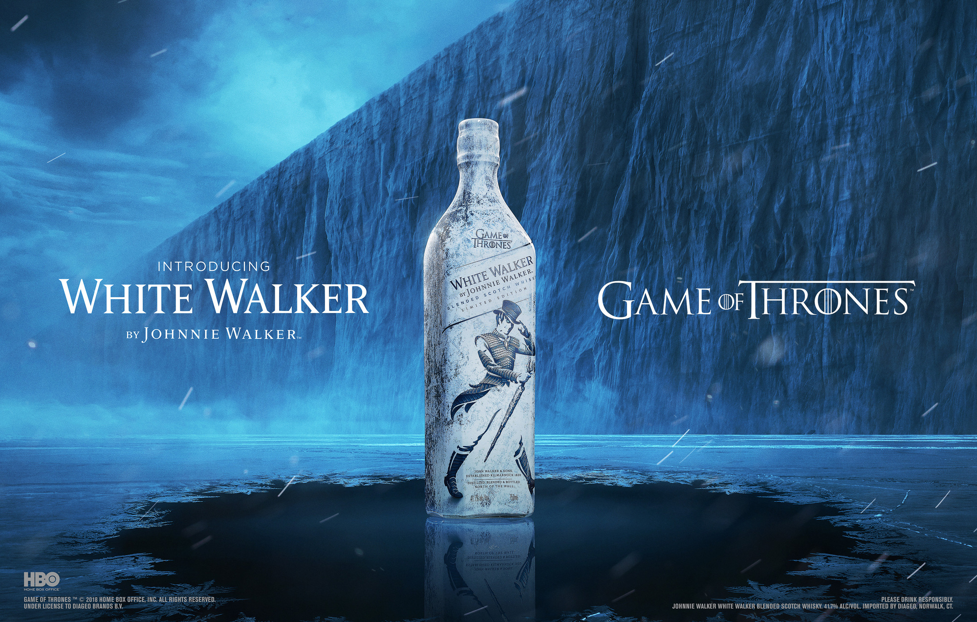 Johnnie Walker White Walker Tear sheet by beverage photographer Timothy Hogan . 

Beverages and alcohol product & advertising photography by Timothy Hogan Studio in Los Angeles
