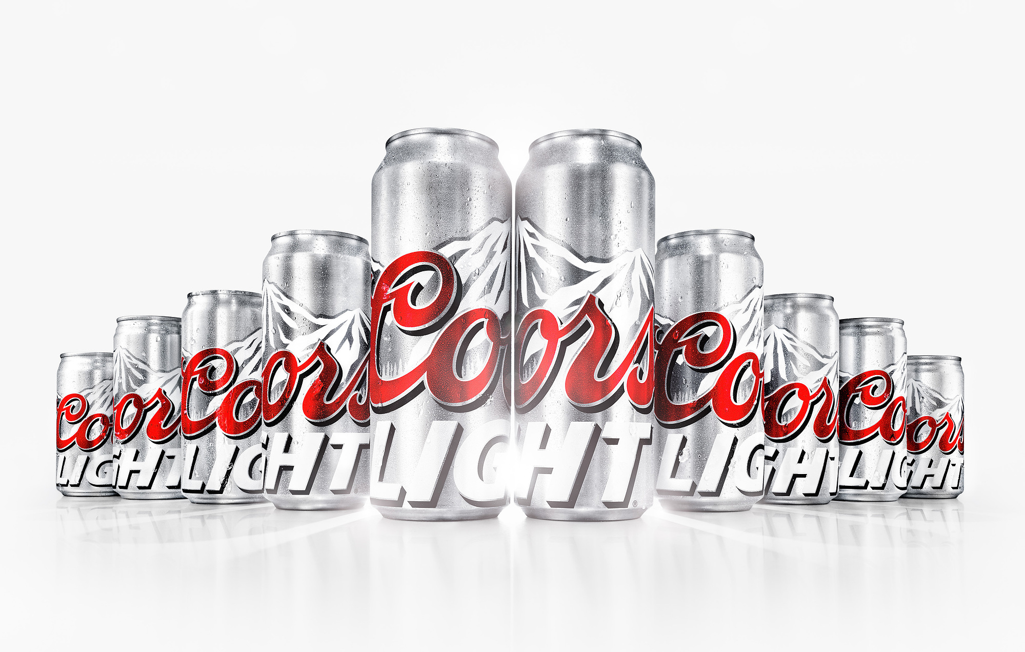 Coors Light Beer cans. Beer, wine and liquor product photography by commercial and advertising beverage photographer / product photographer Timothy Hogan in Los Angeles