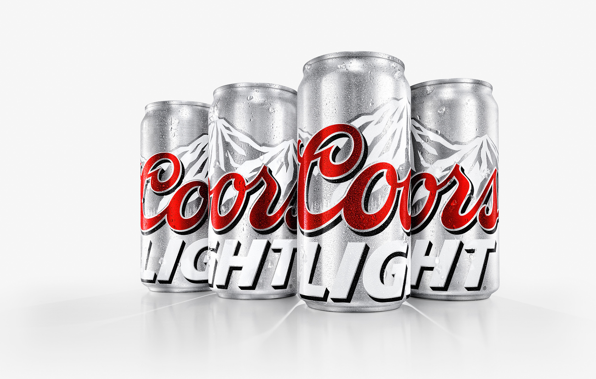Coors Light Beer cans. Beer, wine and liquor product photography by commercial and advertising beverage photographer / product photographer Timothy Hogan in Los Angeles