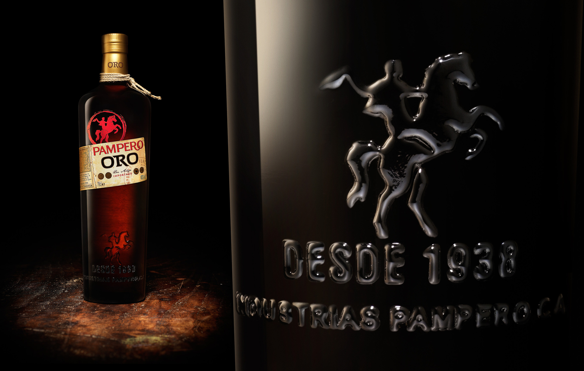 Pampero Oro rum bottle by beverage photographer by Timothy Hogan Studio in Los Angeles