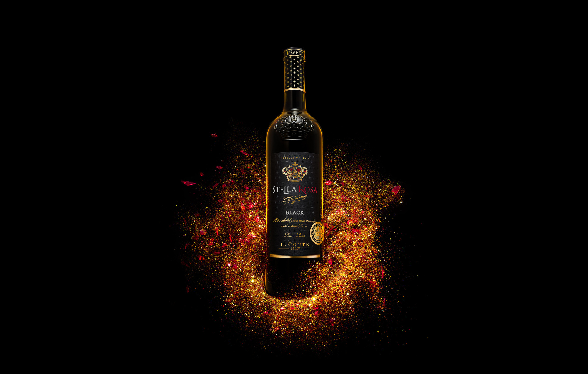 Stella Rosa wine bottle splash photography by beverage and drinks photographer Timothy Hogan in Los Angeles
