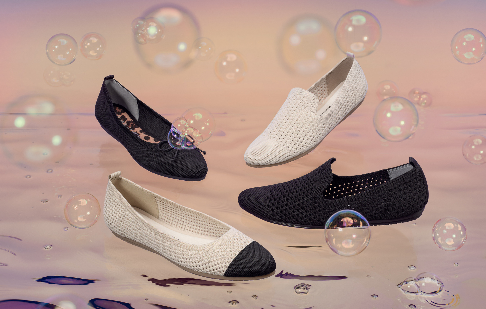 Commercial and advertising product photography for Vince Camuto washable footwear and accessories by Los Angeles photographer Timothy Hogan