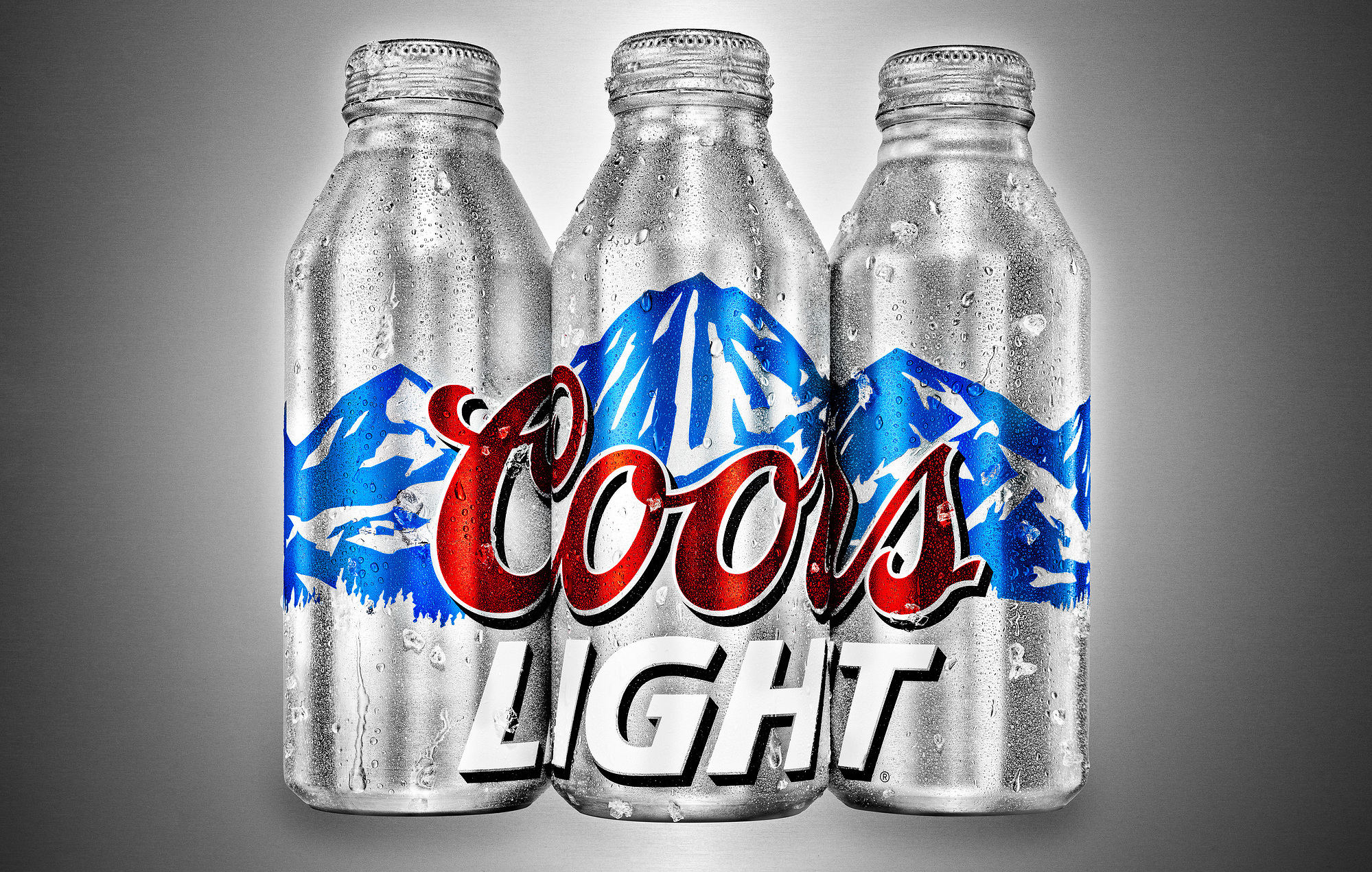 Coors Light Beer cans. Beer, wine and liquor product photography by commercial and advertising beverage photographer / product photographer Timothy Hogan in Los Angeles