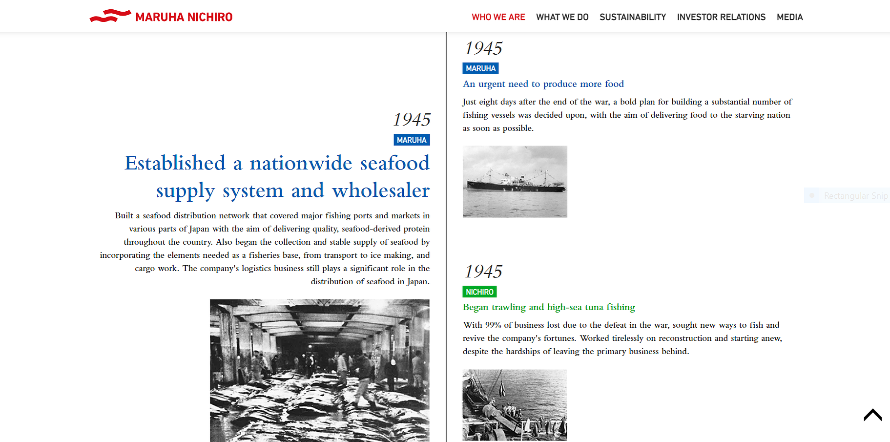 Writing copy for Maruha Nichiro's global website.