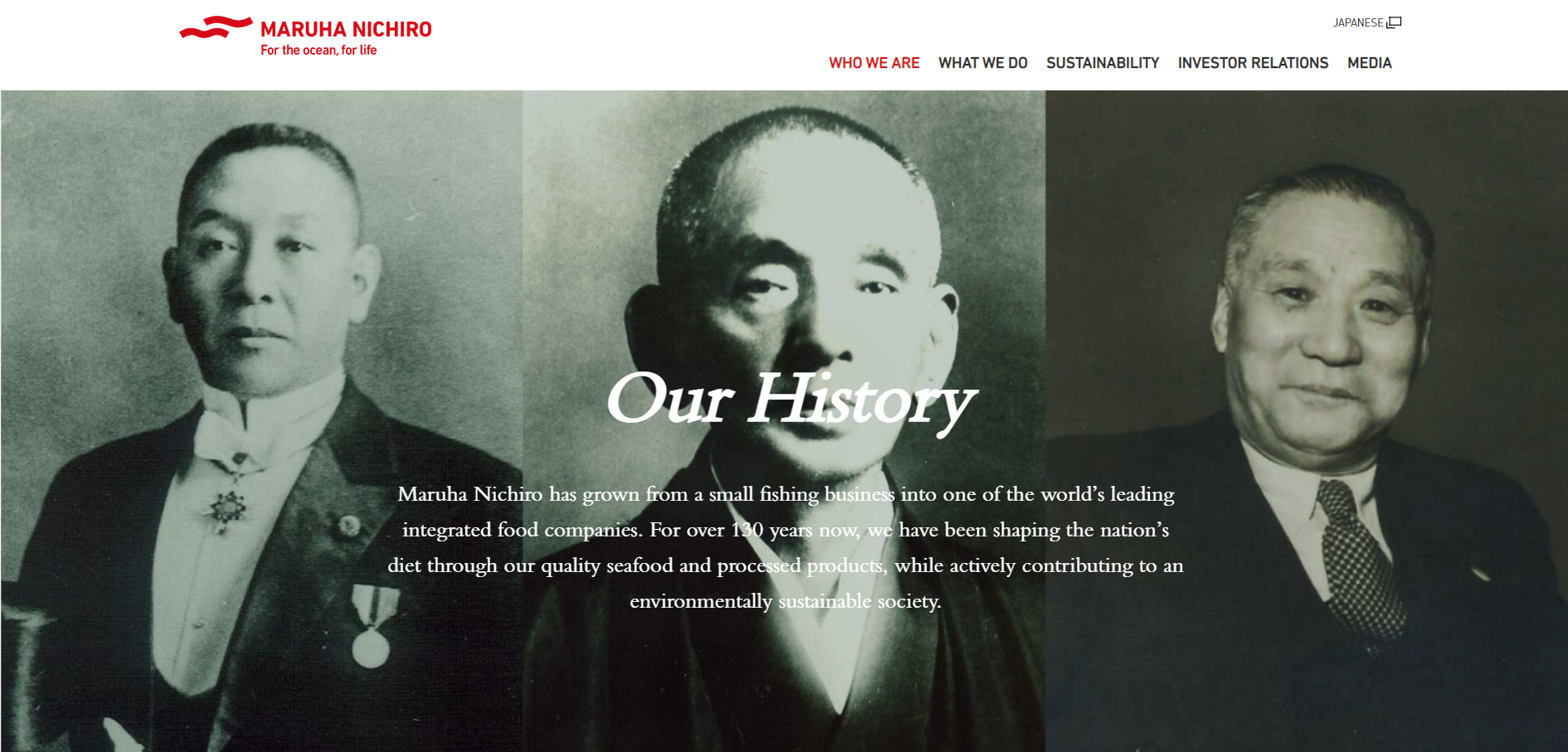 Writing copy for Maruha Nichiro's global website.