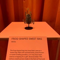 Tiny frog bag from the Bags exhibition at the V&A.