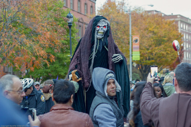 Costumed visitors to Salem MA during Halloween season