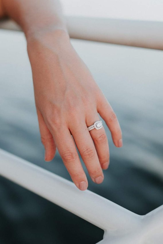 Wedding ring photographed on a boat in Excelsior Minnesota 