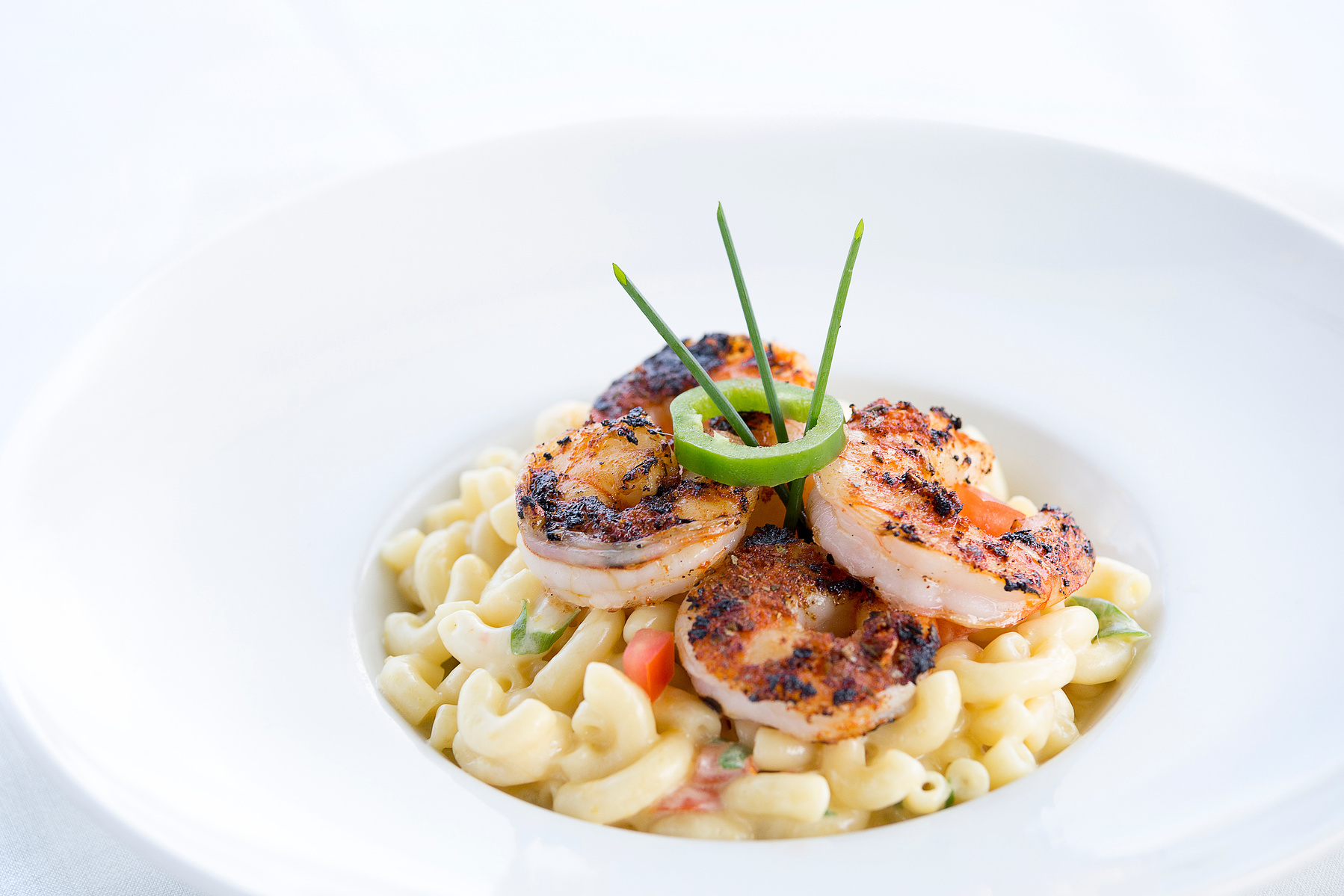 coastal, shrimp, farm to table, yellow, green, pepper, chives