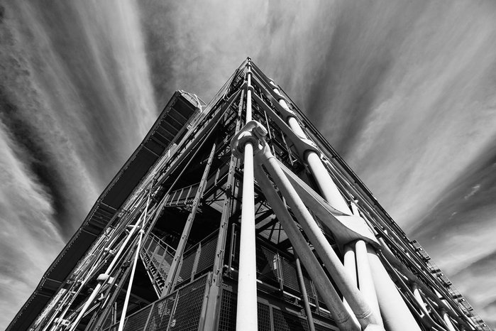 Detail of the Centre Georges Pompidou by Renzo Piano and Richard Rogers. In Paris, France.