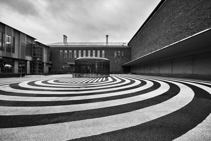 Curves in the entrance yard of the Boijmans van Beuningen museum, in Rotterdam, The Netherlands.