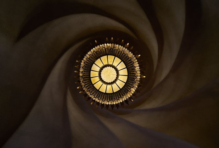 Ceiling lamp in the Casa Batlló, by Antoni Gaudí. Barcelona, Spain.