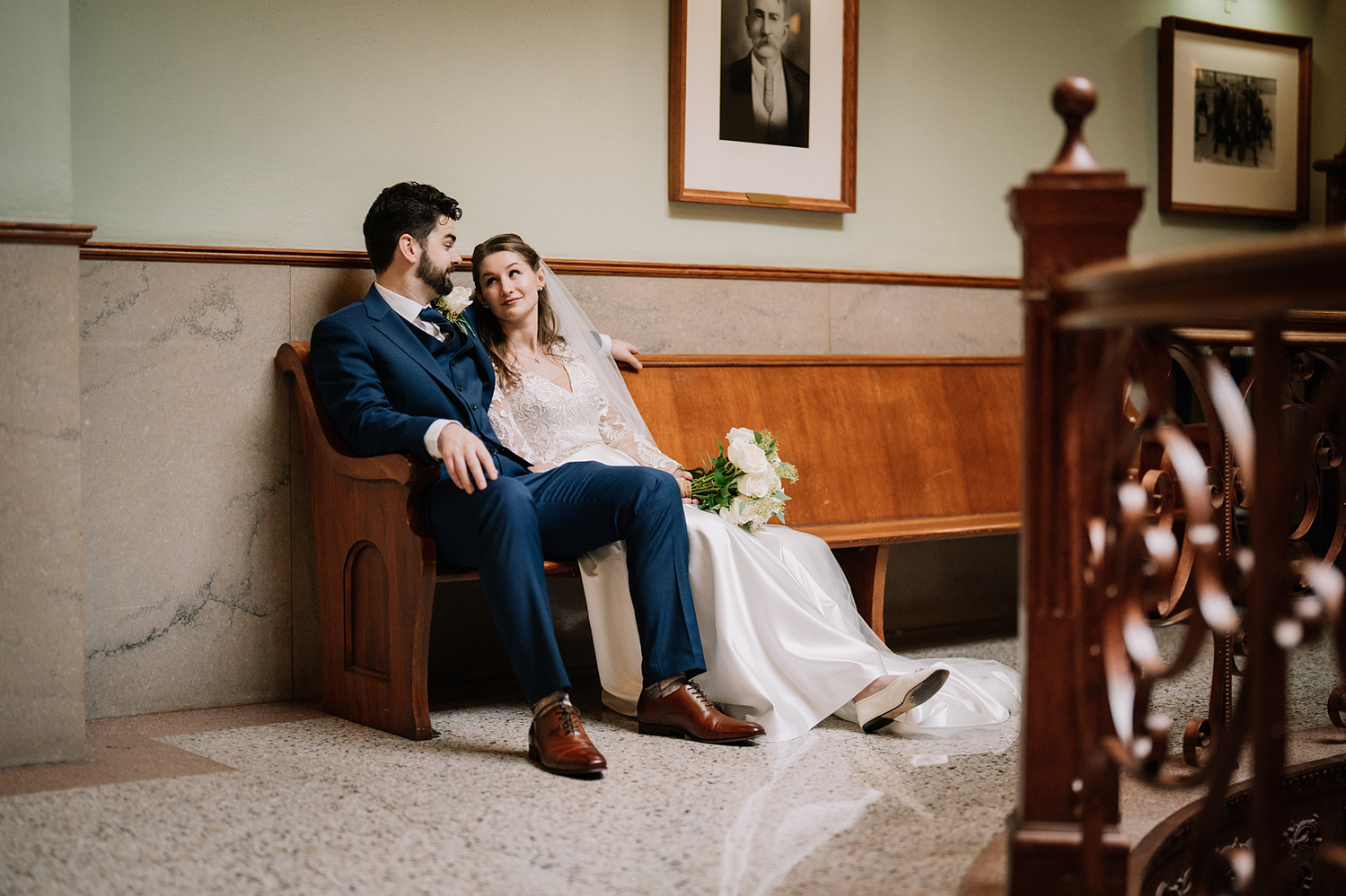 Fort Worth Courthouse Wedding On Film Photography Black and White Candid Moments Bride and Groom 