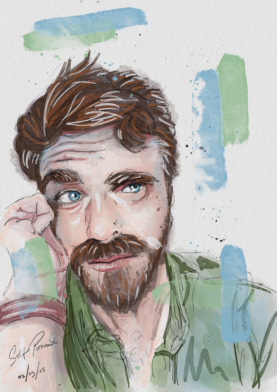 self portrait in watercolour
