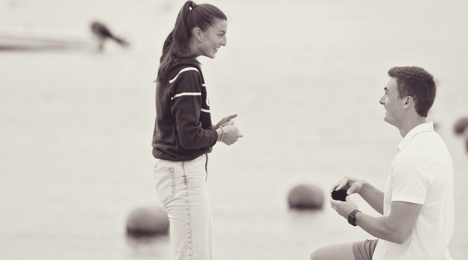 Carl proposes to Molly on Weed beach in Darien