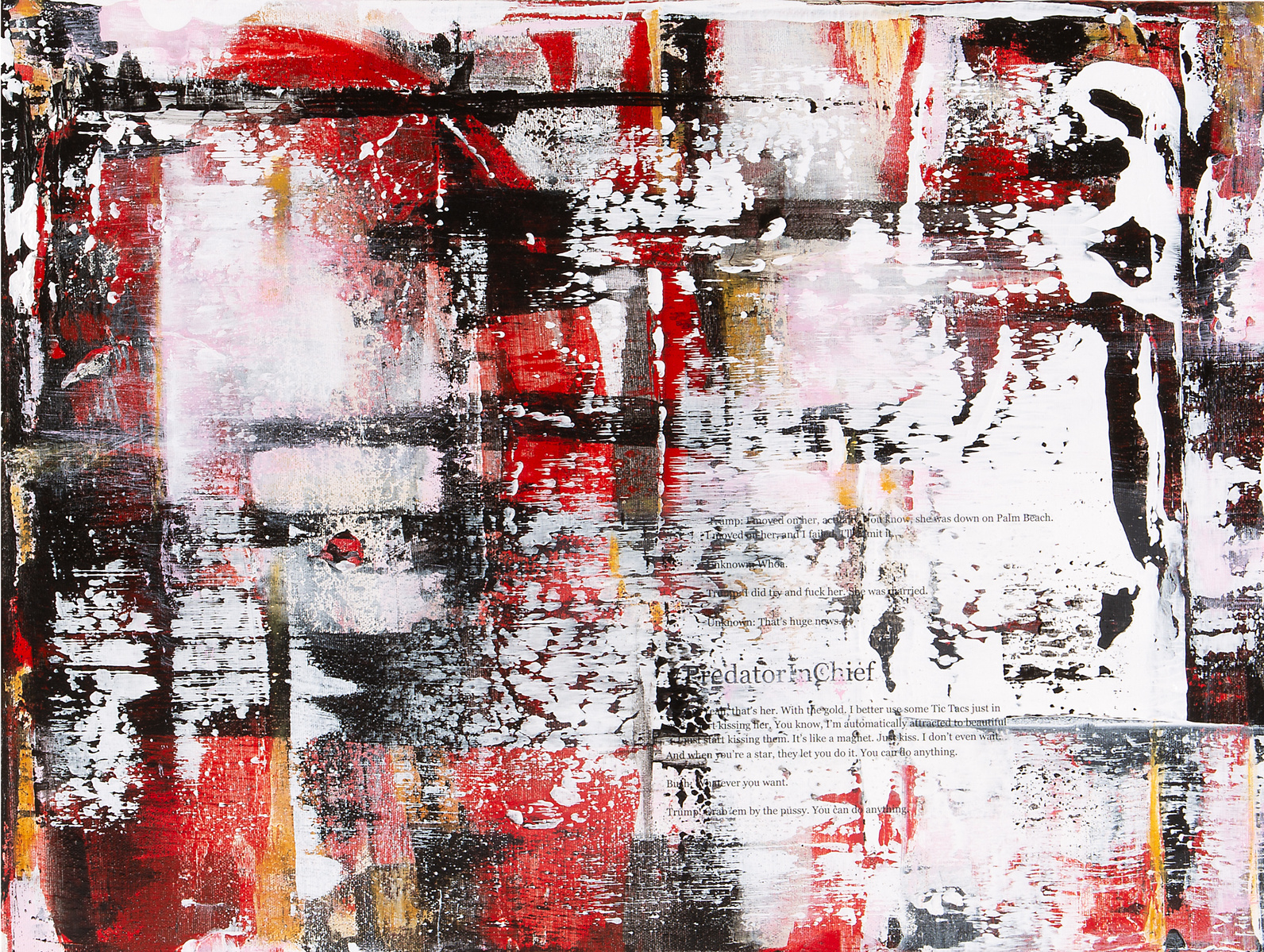 Political Art, Donald Trump, democracy, Michelle Victoria, Contemporary Art, Art, Emerging artist, Design, Interior design, Loft, Contemporary, Black, Red, White, Engaged Art, Mixed Media
