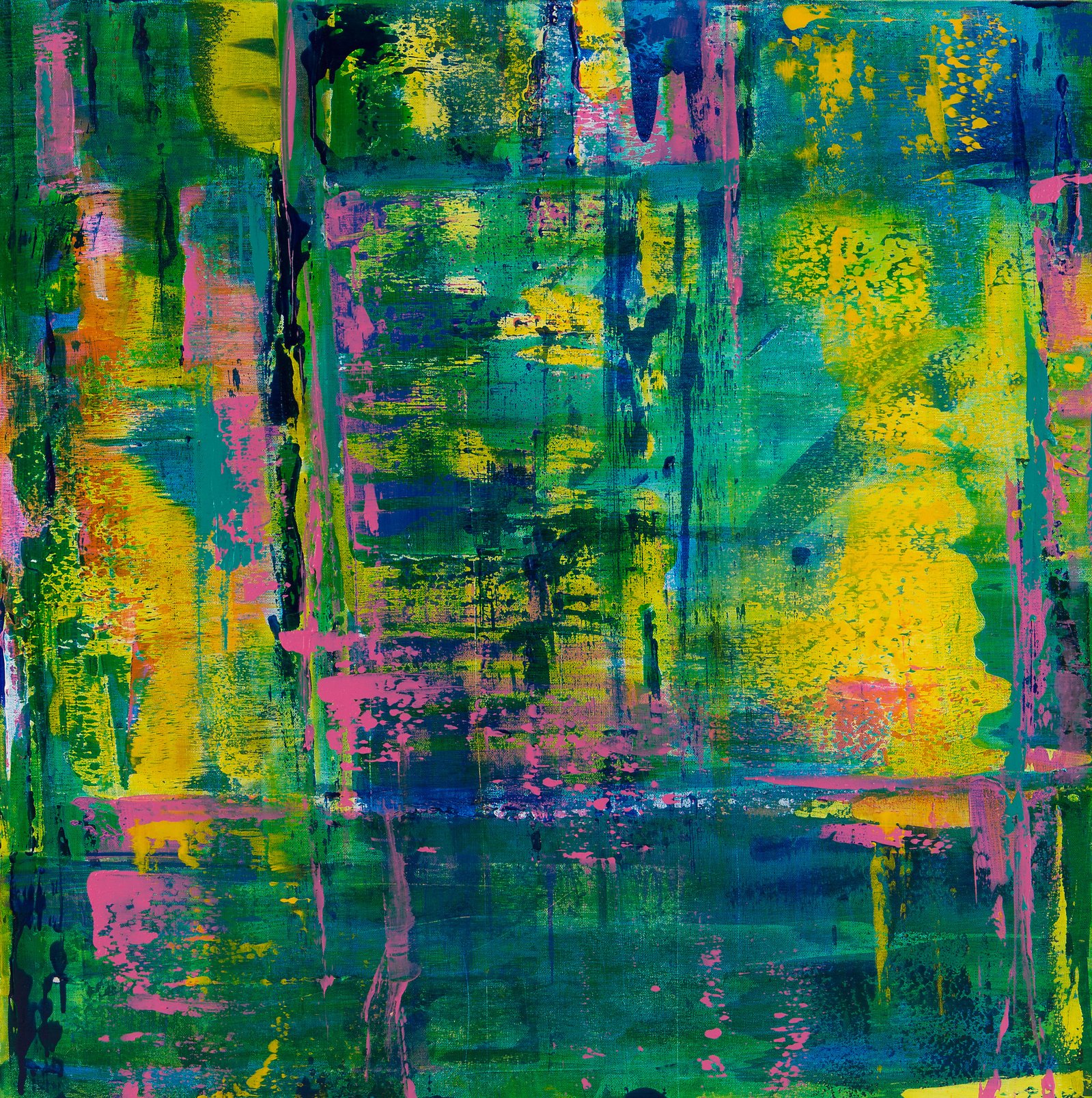 Michelle Victoria, Abstract painting, Contemporary Art, Art, Emerging artist, Design, Interior design, Abstract, Water, Blue, Green, Pink, Yellow, Jazz