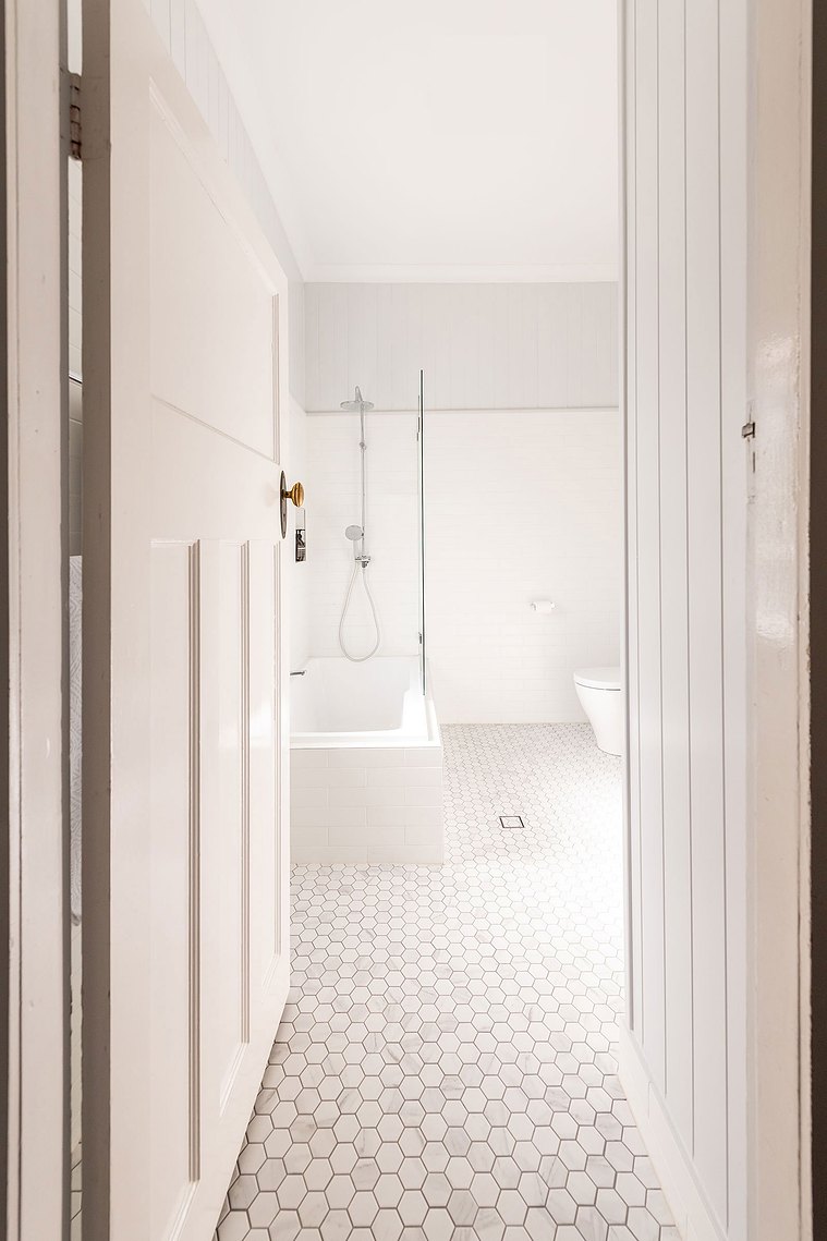Modern, white, stylish bathroom in Camp Hill