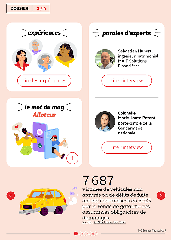 Version digitale du magazine : touches pop et couleurs vives, personnages divers qui dynamisent la mise en page 