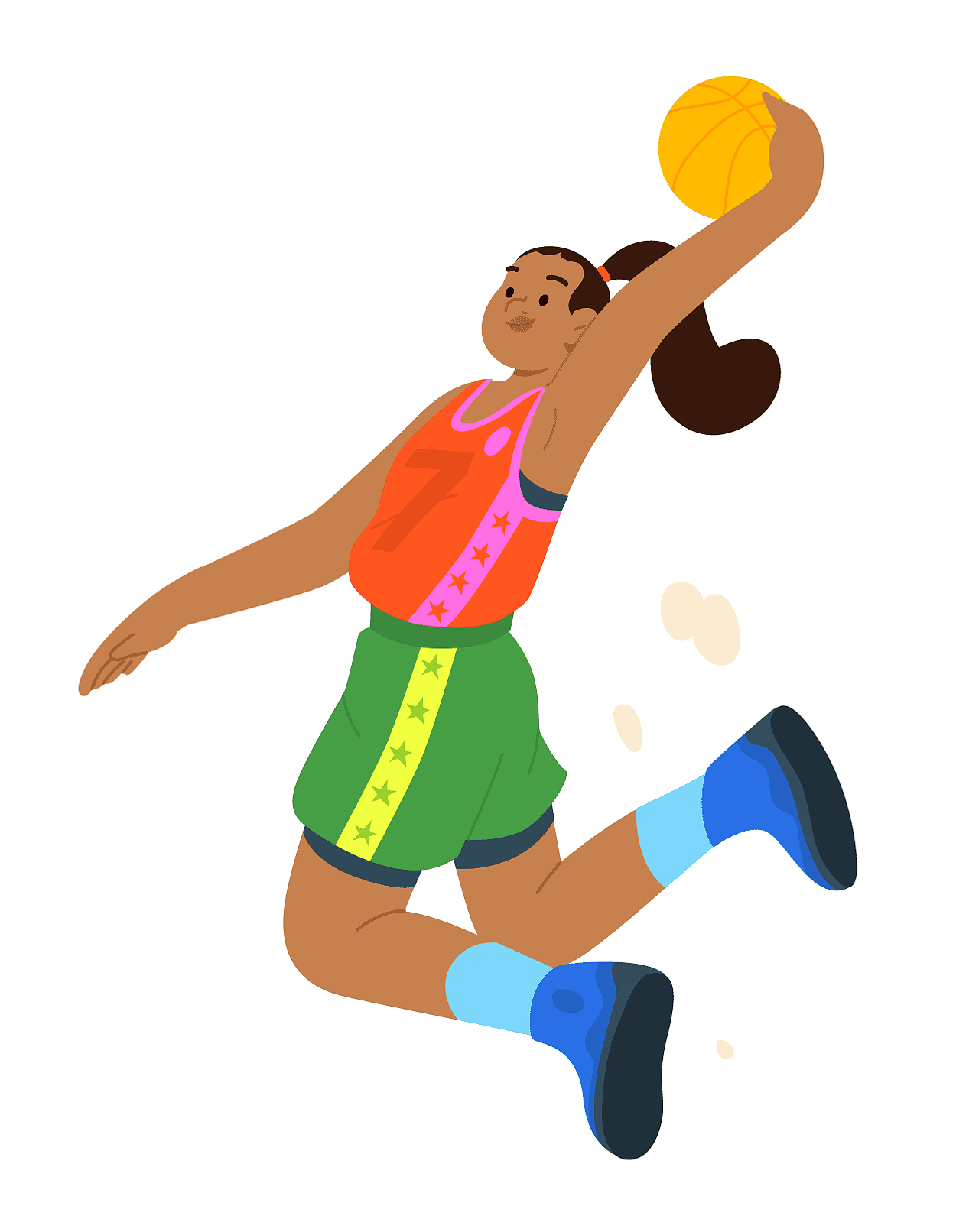Character design of a basketball player seizing the moment to leap for the perfect shot!