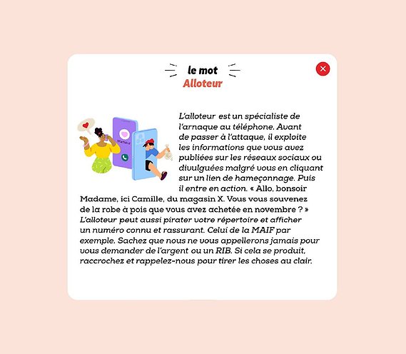 Intégration éditoriale : vignette d'alerte aux fraudes accompagnant l'article, format adapté au contenu