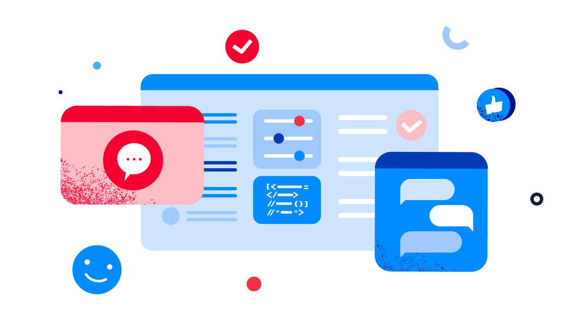A collection of clean and imaginative digital interface windows, demonstrating the simplicity of using the service despite the apparent complexity, with conversation bubbles effortlessly floating, emphasizing ease of communication.