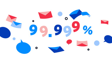 On a white backdrop, envelopes glide gracefully from left to right, creating a floating sensation. Centered amidst the flowing envelopes, a percentage symbol hovers in motion, enhancing the ethereal ambiance.