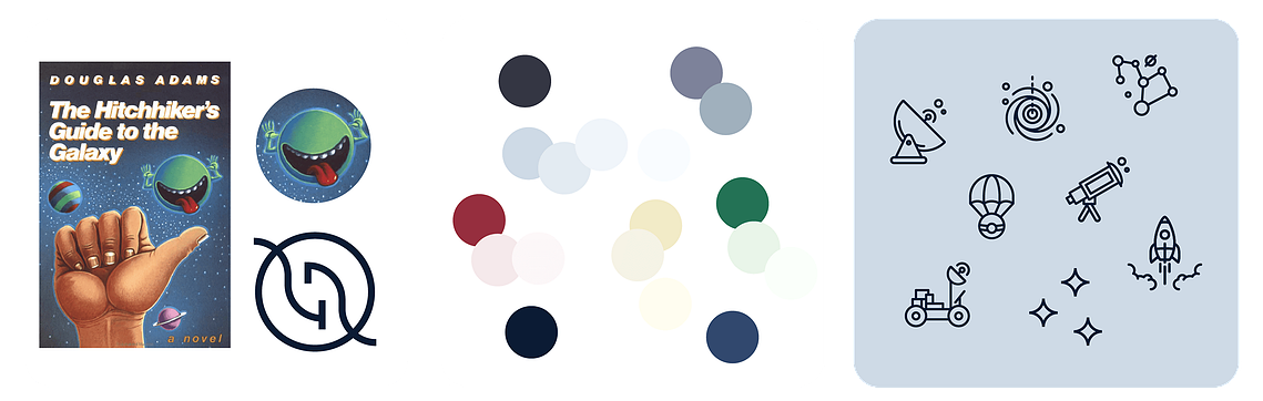 Éléments d'identité visuelle Access42 : palette de couleurs et pictogrammes vectoriels initiaux