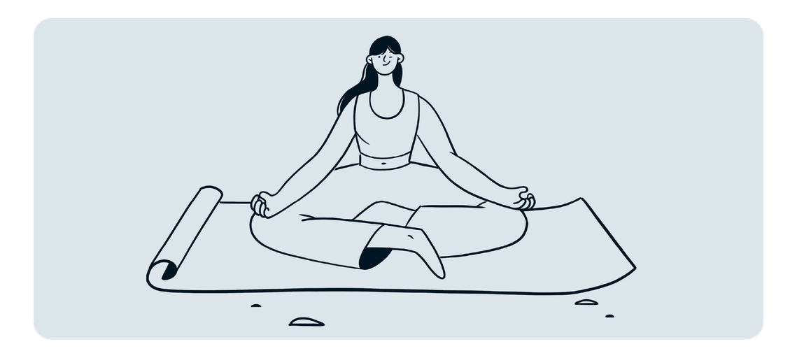 Dessin minimaliste : moment de méditation joyeux, personnage en connexion avec le spectateur