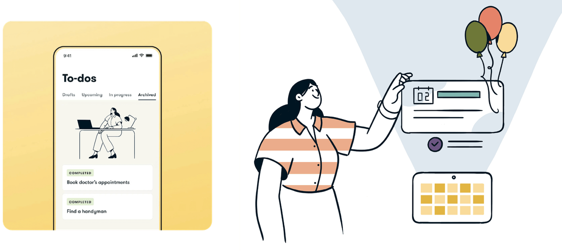 Design narratif associant interface utilisateur et personnage au trait, dialogue entre digital et humain