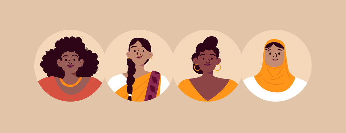 Close-up portraits of 4 smiling women