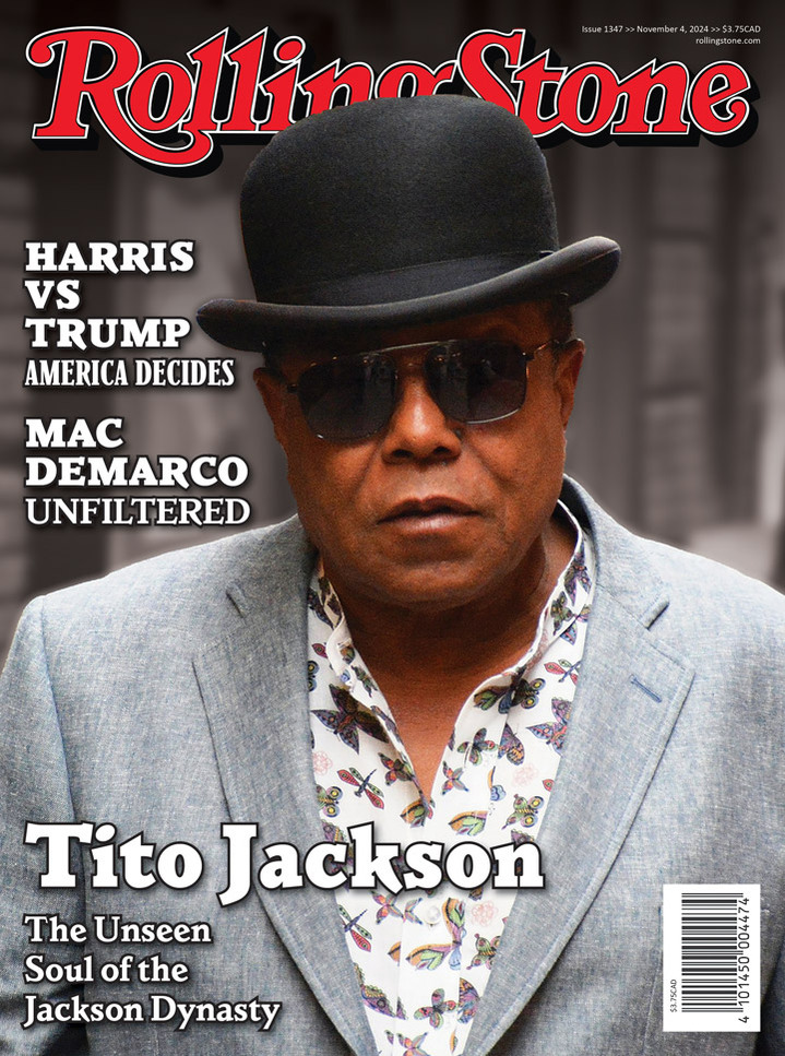 Front cover variation I designed with Tito Jackson in high resolution with the street in the background out of focus. All of the cover lines are left adjusted along the edge.