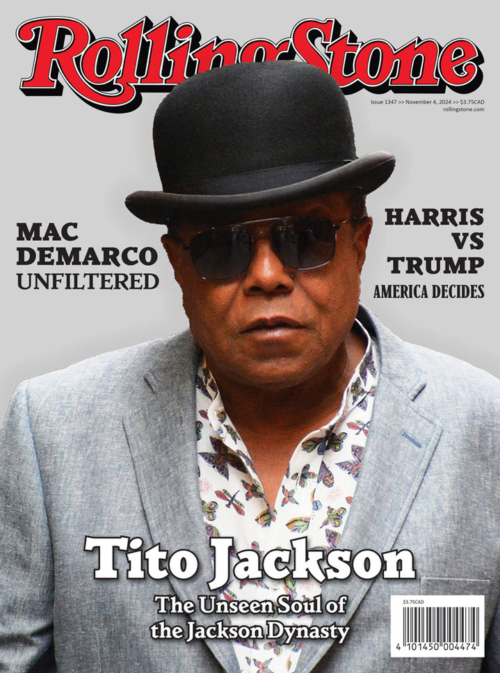 Front cover variation I designed with Tito Jackson in high resolution with a solid gray background. The main coverline is centered on the bottom and the secondary coverlines are on either side of Tito's head.