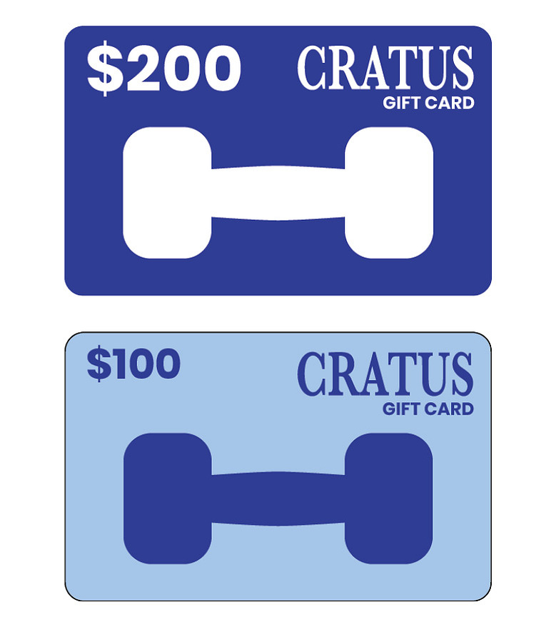 Cratus giftcard designs for a $200 and $100 version.