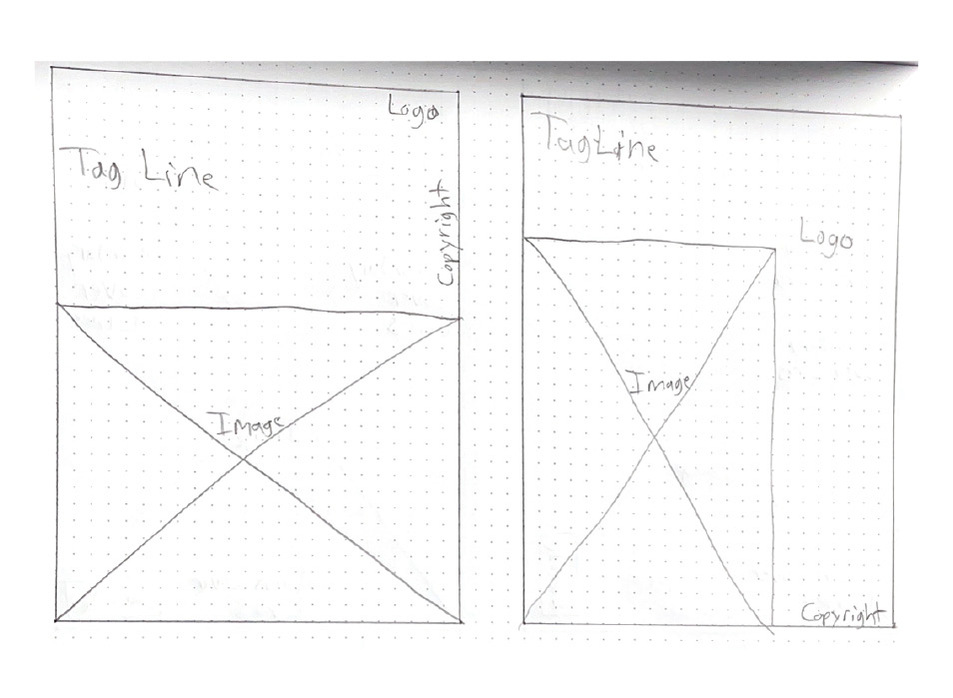 Sketches I made for potential layouts of my magazine ads.