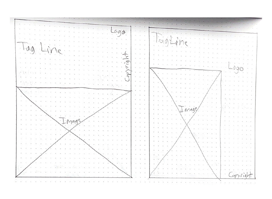 Sketches I made for potential layouts of my magazine ads.